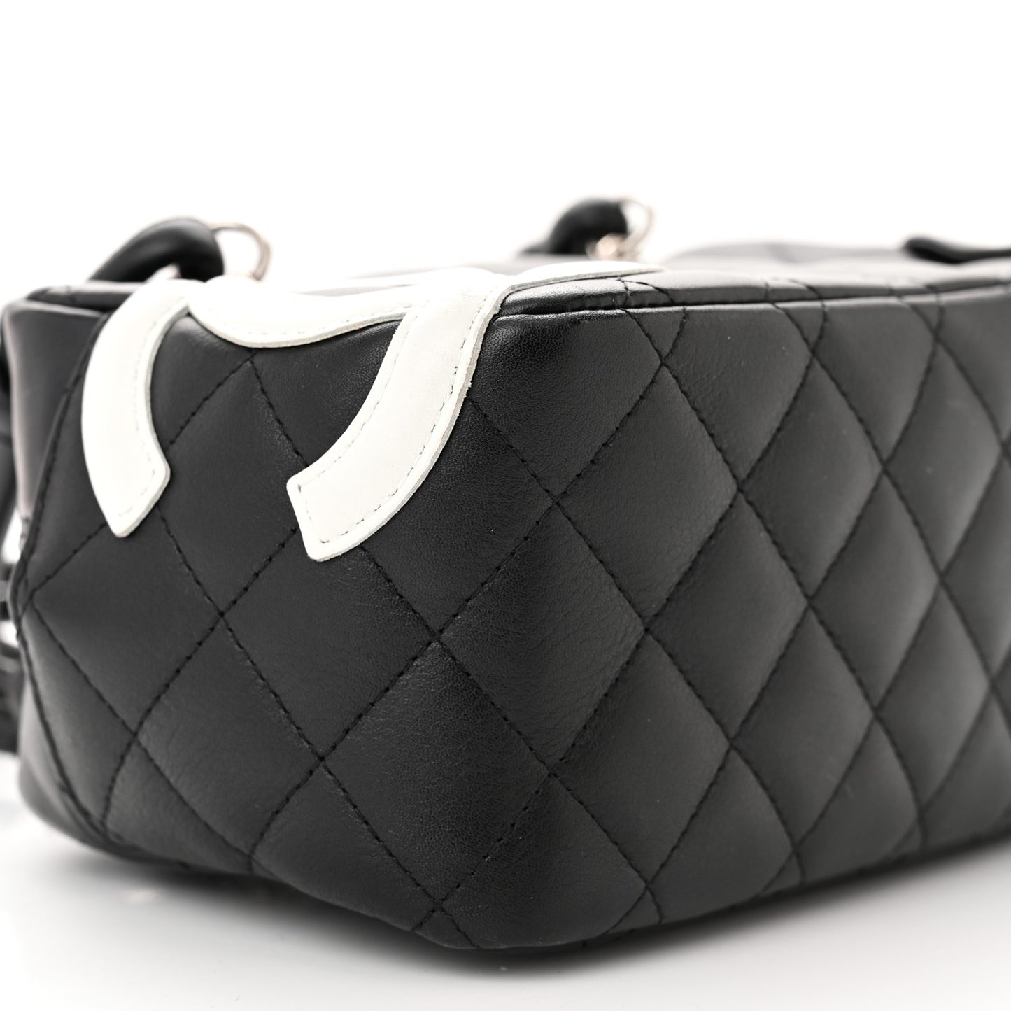 Calfskin Quilted Small Cambon Bowler Black White