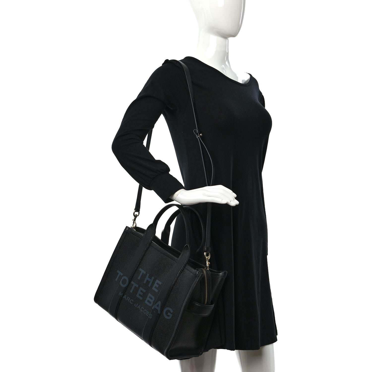 Marc Jacobs Grained Calfskin Medium The Tote Bag Black 2 of 8