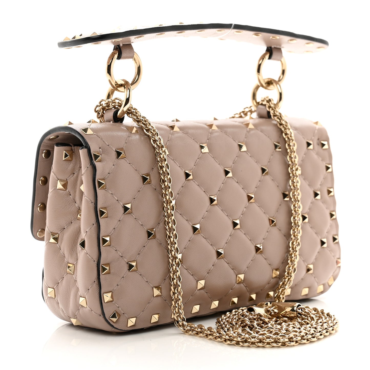 Nappa Small Rockstud Spike Shoulder Bag Poudre