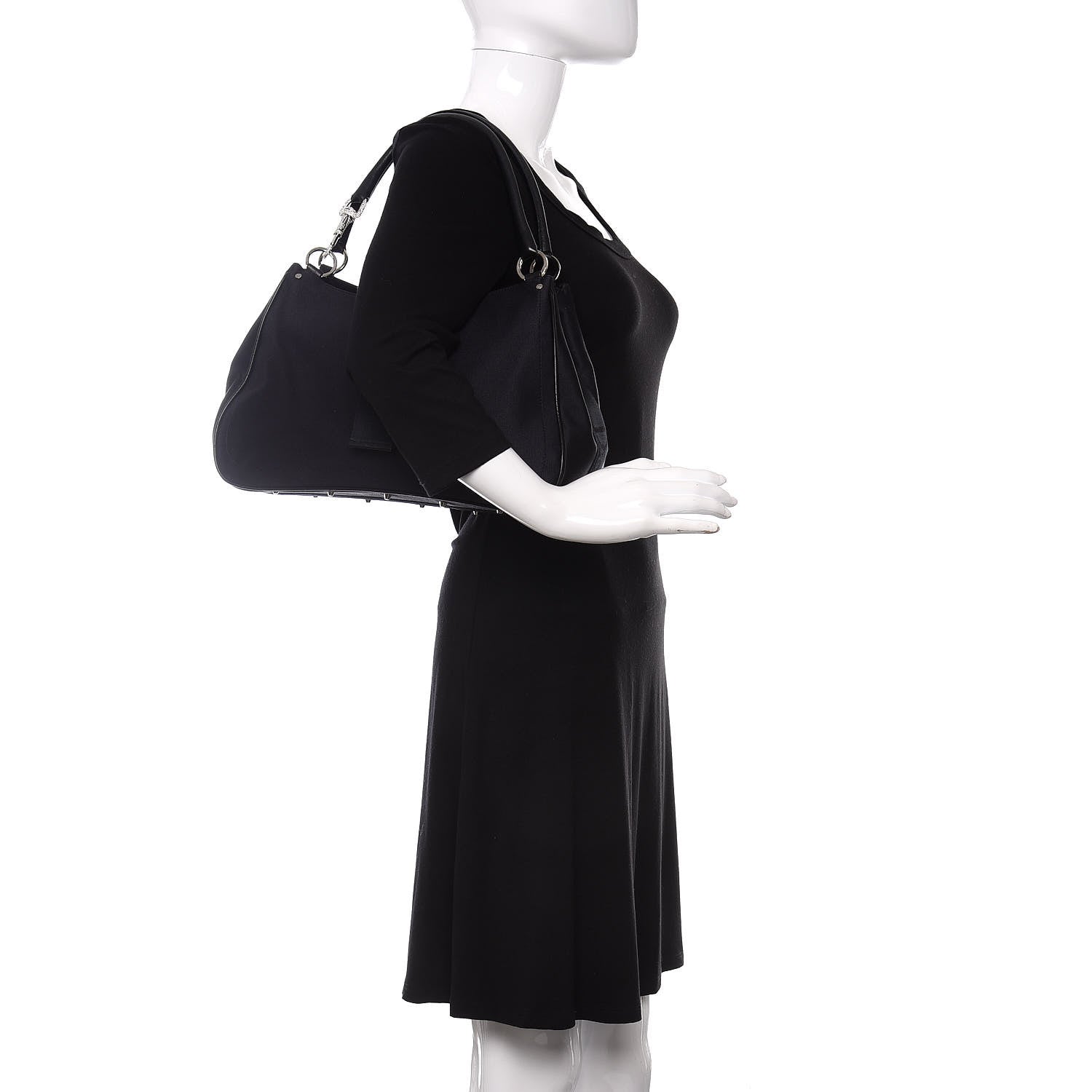 Christian Dior Satin Crystal Hardcore Shoulder Bag Navy Black 2 of 9