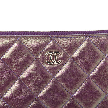 Chanel Iridescent Lambskin Quilted Small Cosmetic Case Purple 9 of 11