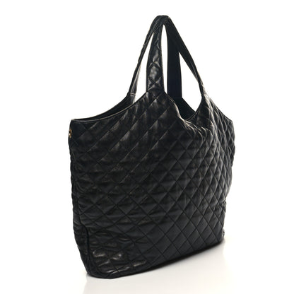 Saint Laurent Lambskin Quilted Maxi Icare Shopping Tote Black 4 of 13