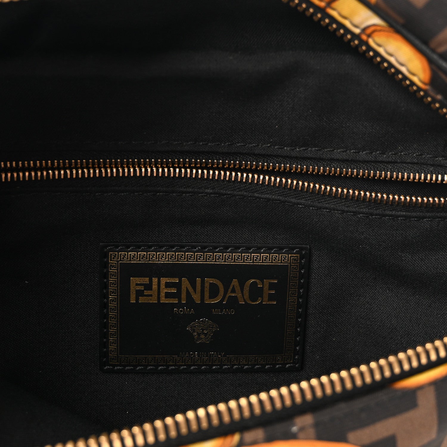 Fendi X VERSACE Nylon Cuoio Romano Fendace FF Baroque Belt Bag Black Gold 6 of 10