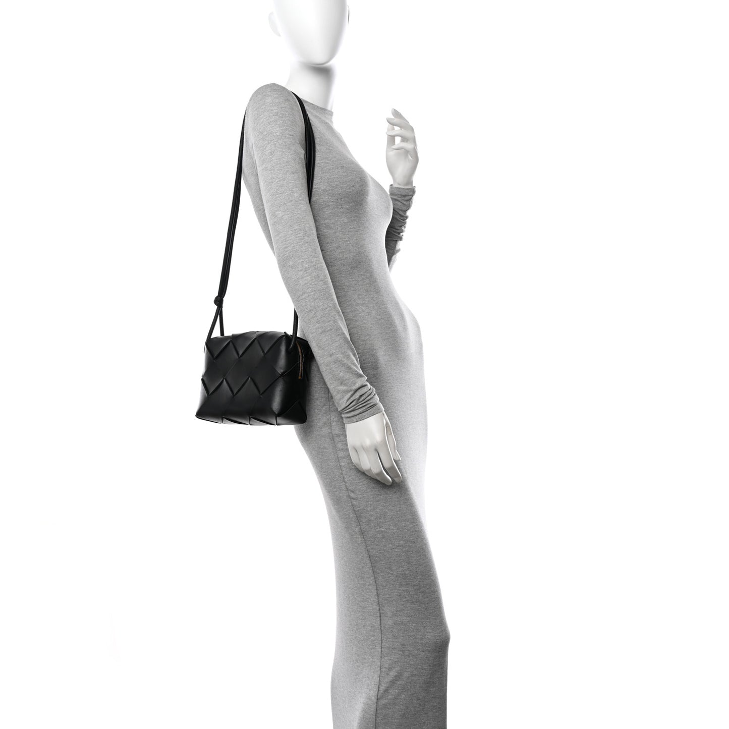 Lambskin Maxi Intrecciato Small Cassette Camera Bag Black