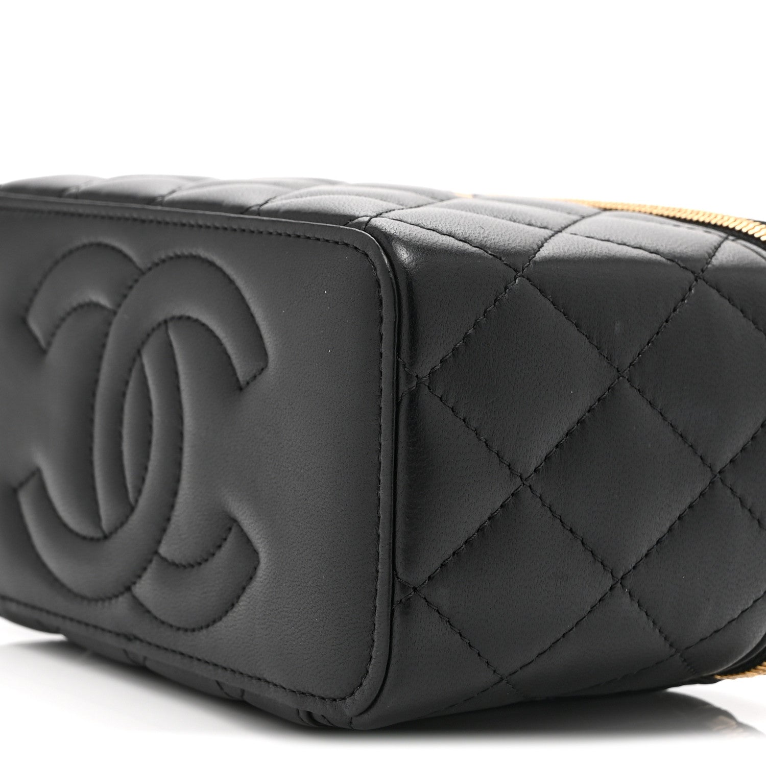 Chanel Lambskin Enamel Quilted Small Coco Hearts Vanity Case With Chain Black 11 of 11