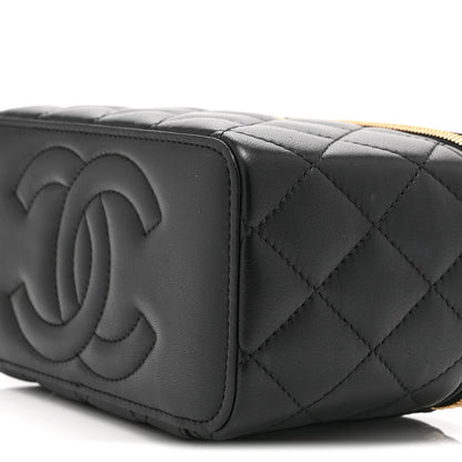 Chanel Lambskin Enamel Quilted Small Coco Hearts Vanity Case With Chain Black 11 of 11