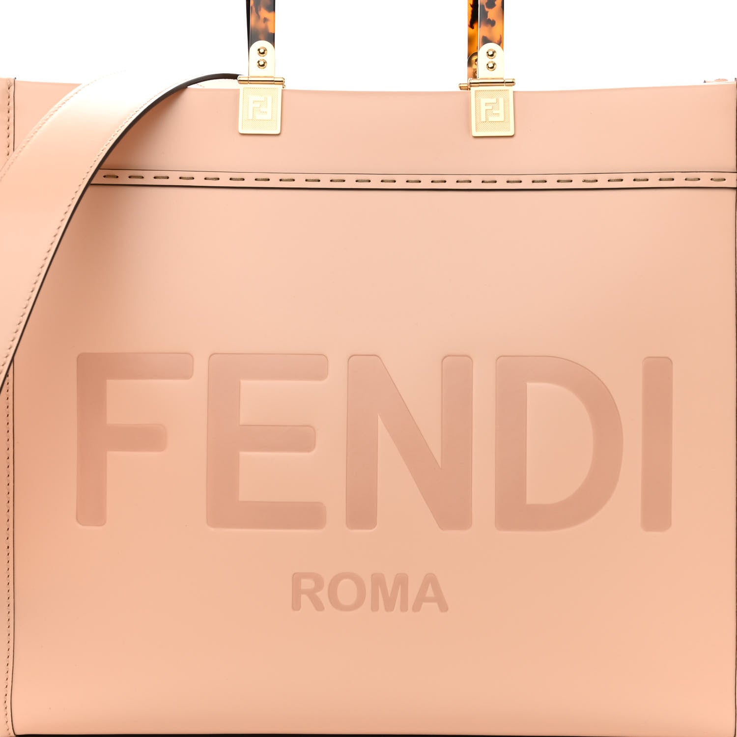 Fendi Vitello King Plexiglass Logo Embossed Medium Fendi Sunshine Shopper Tote Light Rose 8 of 10