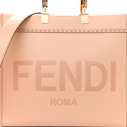 Fendi Vitello King Plexiglass Logo Embossed Medium Fendi Sunshine Shopper Tote Light Rose 8 of 10
