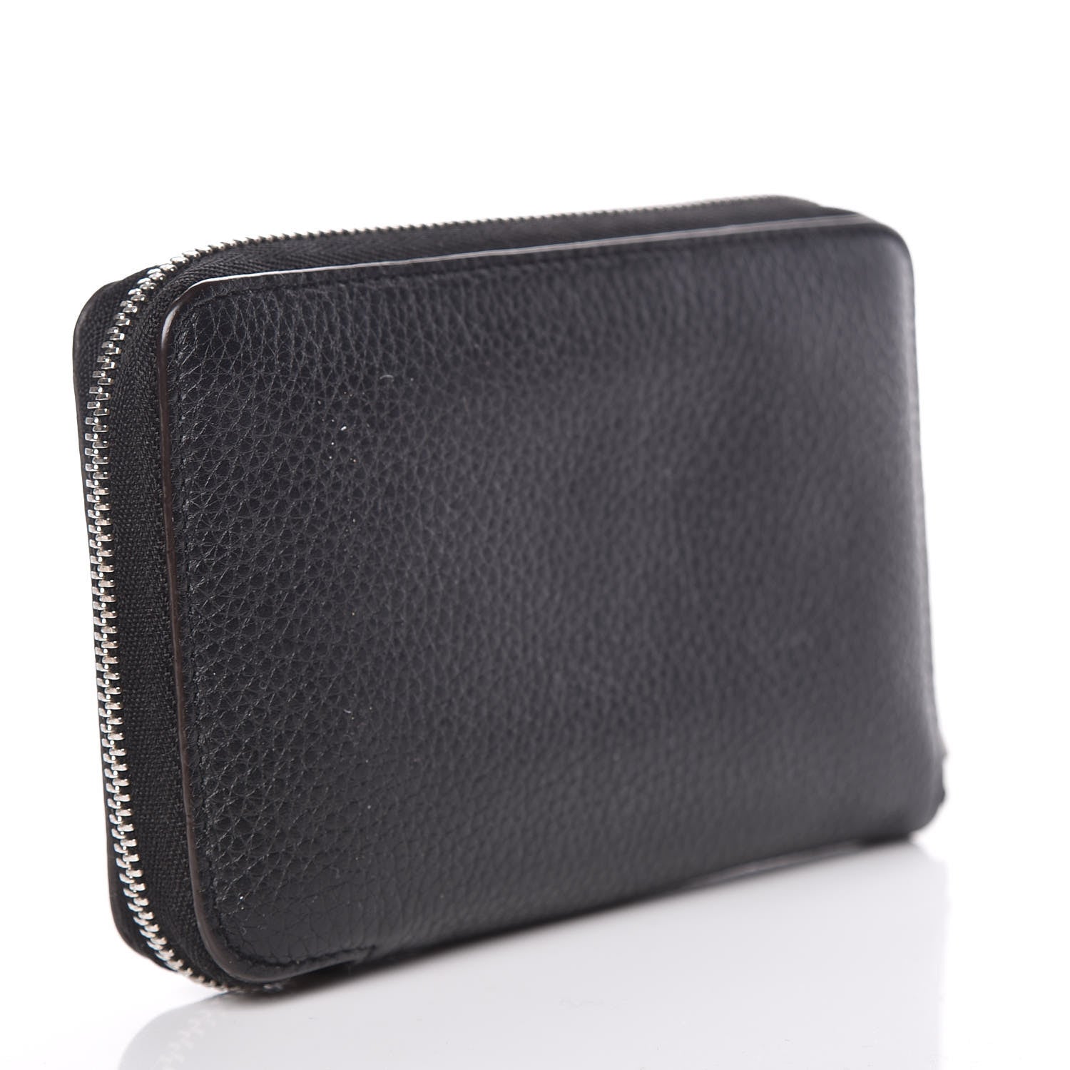 Celine Drummed Calfskin Zip Around Multifunction Wallet Black Citron 4 of 9