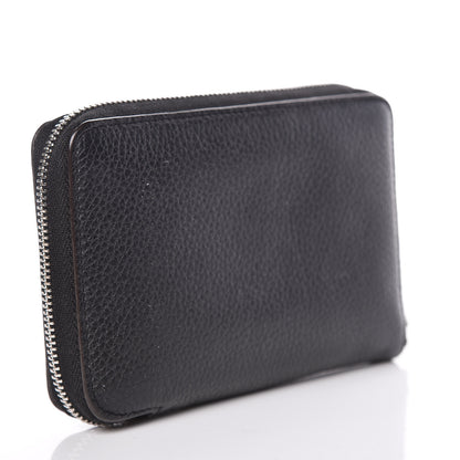 Celine Drummed Calfskin Zip Around Multifunction Wallet Black Citron 4 of 9