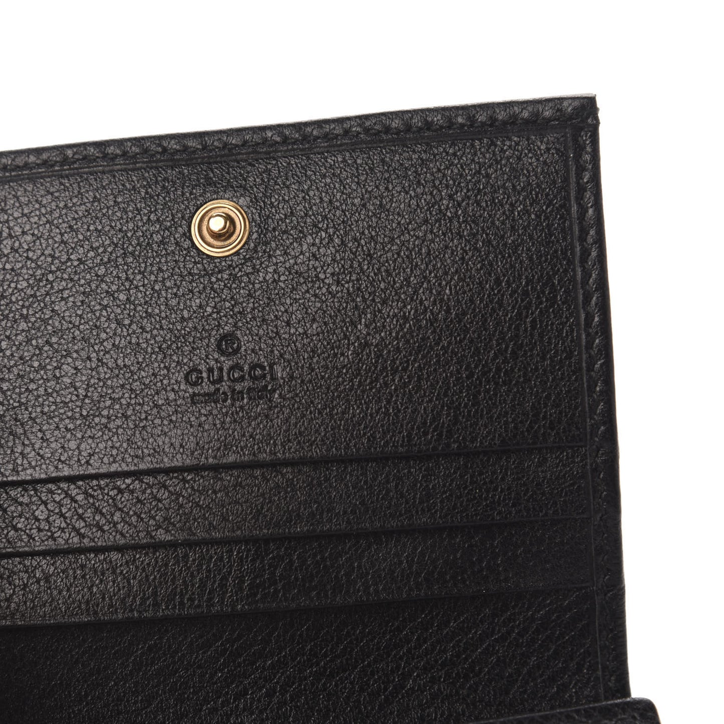 Calfskin Crystal Double G Card Case Black