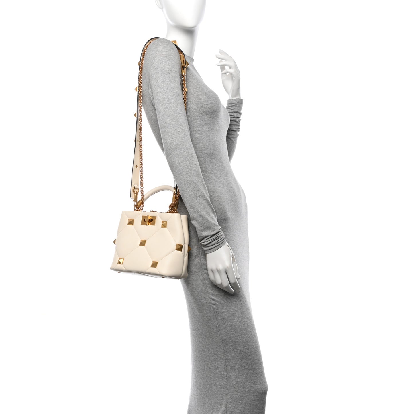 Nappa Small Roman Stud The Handle Bag Ivory