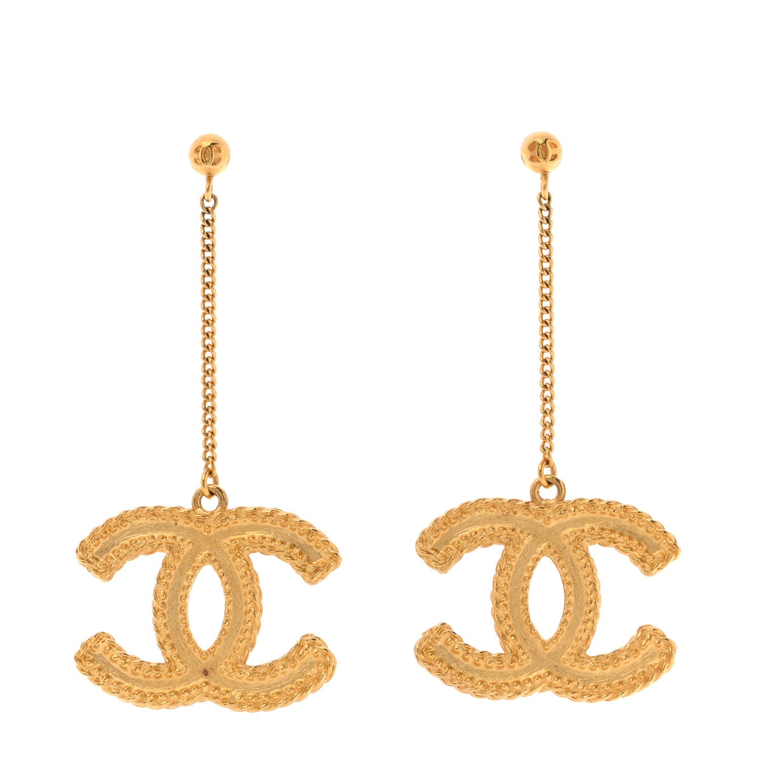 Chanel CC Drop Earrings Matte Gold 1 of 4