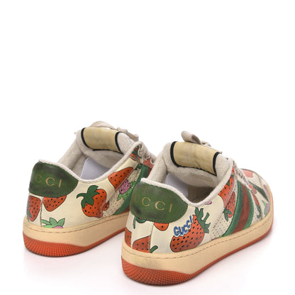 Gucci Nubuck Web Strawberry Print Womens Screener Sneakers 35.5 Dusty Milk White Vintage Green 4 of 9
