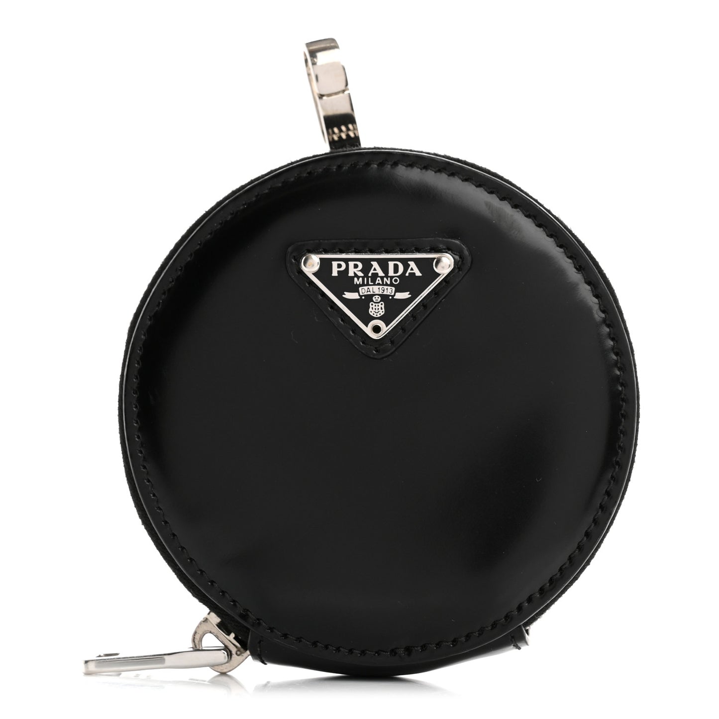 Spazzolato Round Coin Pouch Bag Charm Black