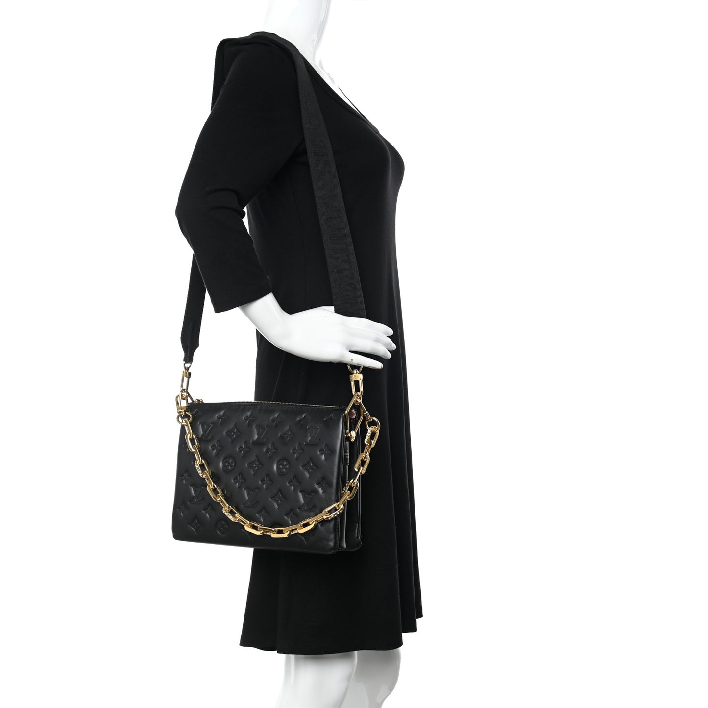 Lambskin Embossed Monogram Coussin PM Black