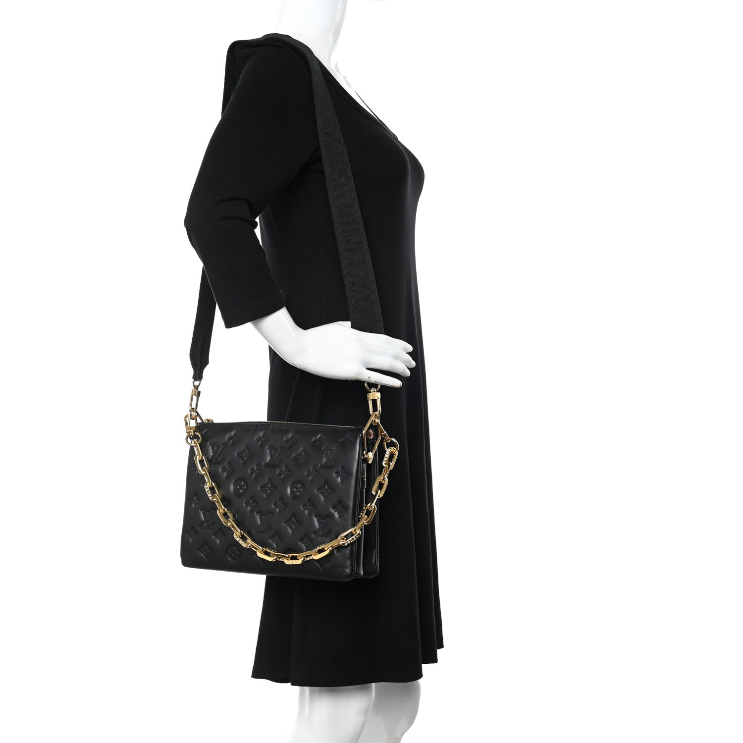 Louis Vuitton Lambskin Embossed Monogram Coussin PM Black 2 of 9