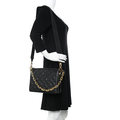 Louis Vuitton Lambskin Embossed Monogram Coussin PM Black 2 of 9