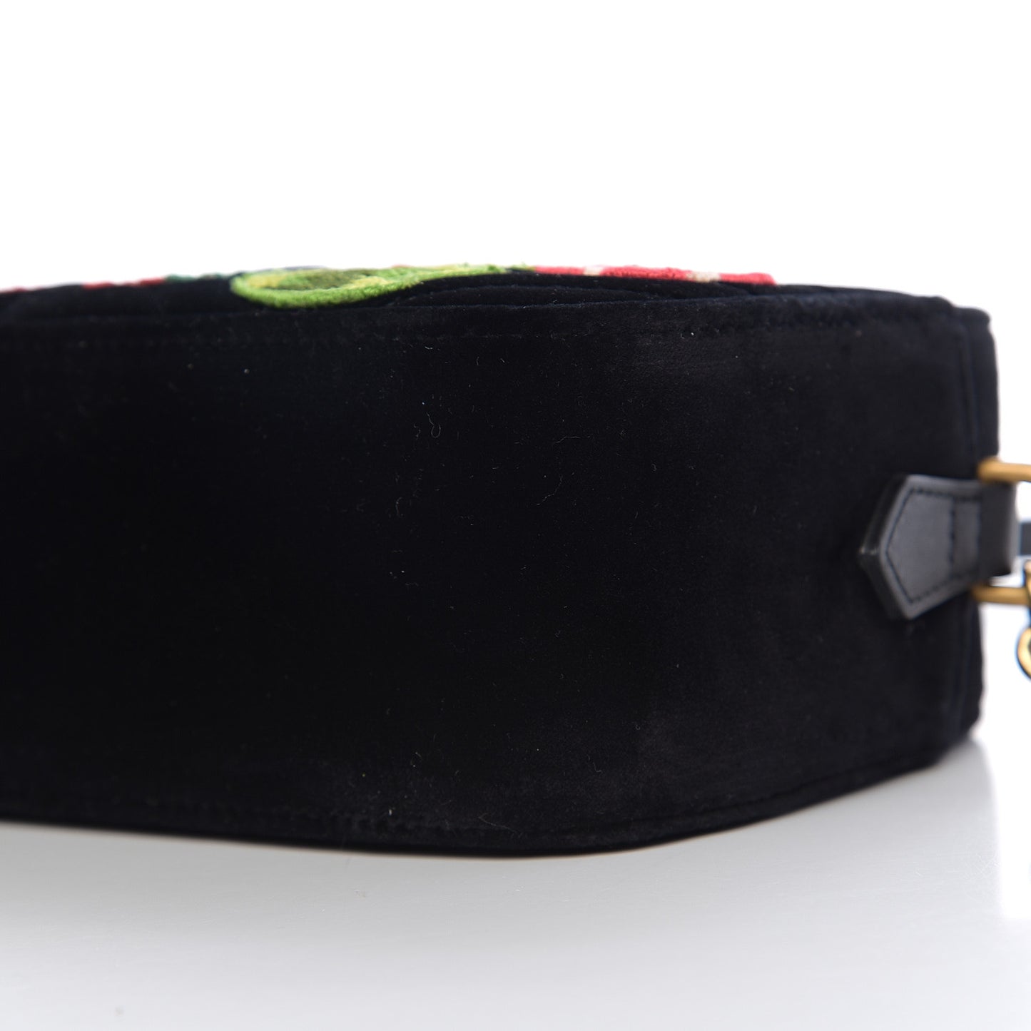 Velvet Matelasse Deer Embroidered Small GG Marmont Chain Shoulder Bag Black