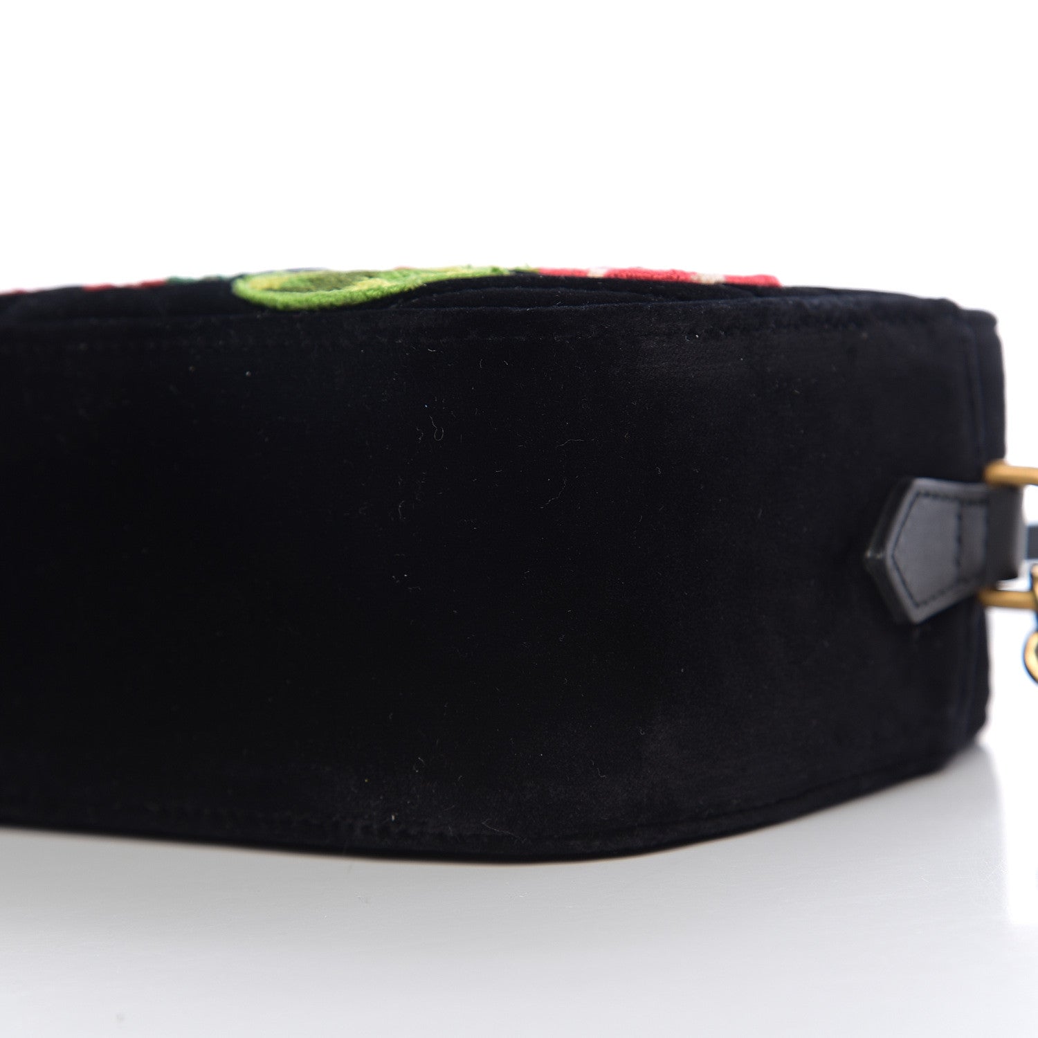 Gucci Velvet Matelasse Deer Embroidered Small GG Marmont Chain Shoulder Bag Black 9 of 9