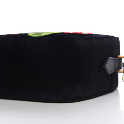 Gucci Velvet Matelasse Deer Embroidered Small GG Marmont Chain Shoulder Bag Black 9 of 9