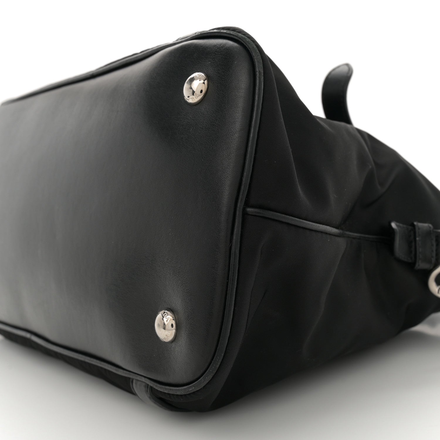 Prada Tessuto Nylon Calfskin Dome Satchel Black 9 of 11