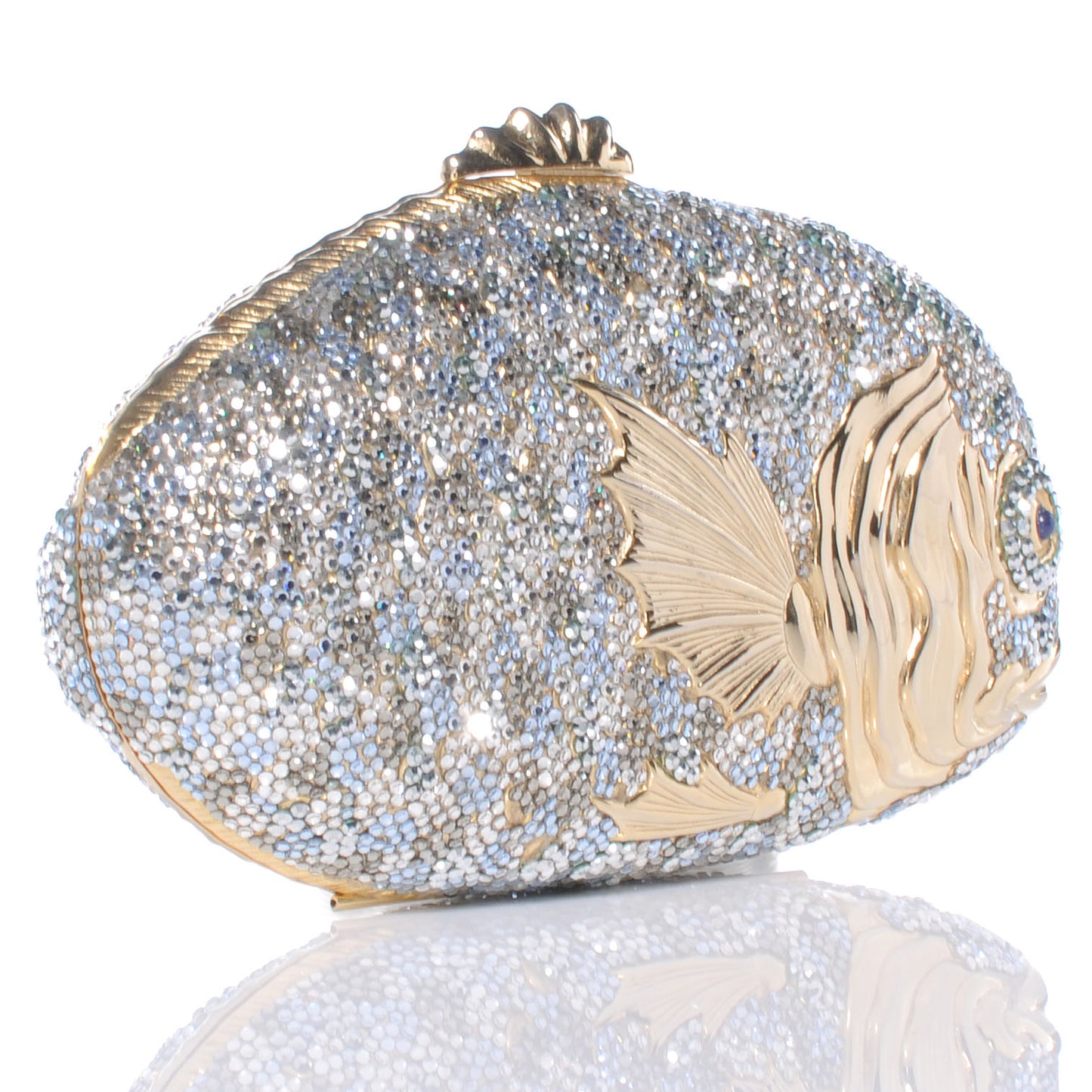 Crystal Koi Fish Minaudiere Clutch Gold