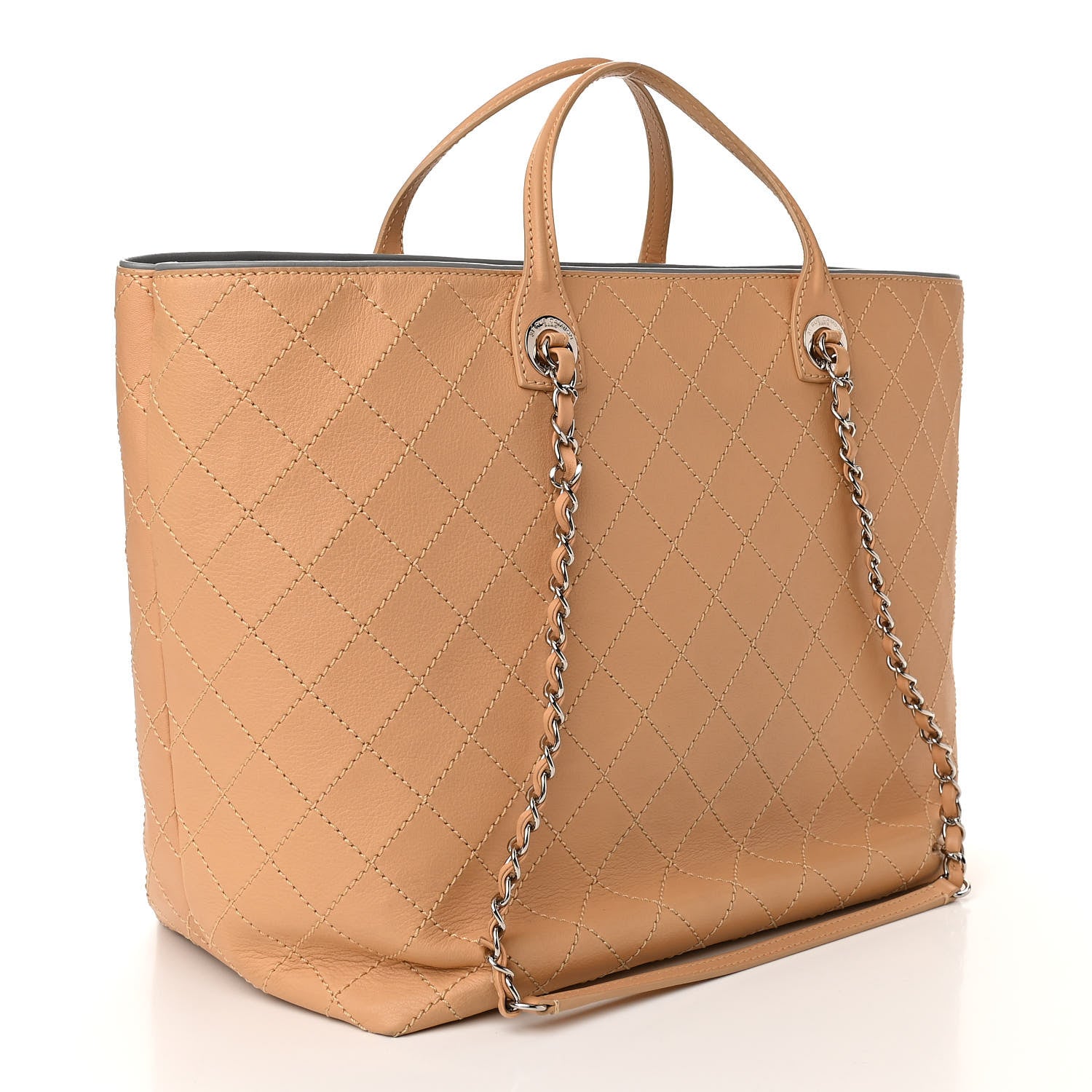 Chanel Calfskin Stitched Large Shopping Tote Beige 3 of 10