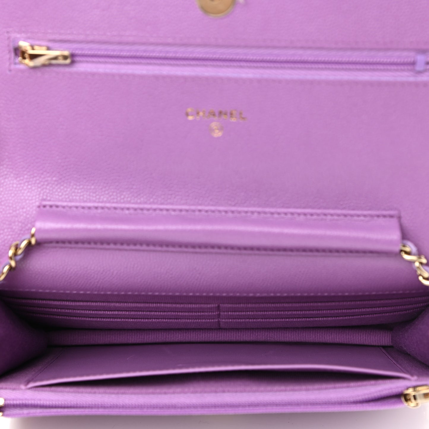 Caviar Quilted Wallet On Chain WOC Purple