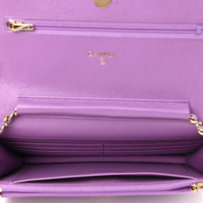 Chanel Caviar Quilted Wallet On Chain WOC Purple 4 of 11