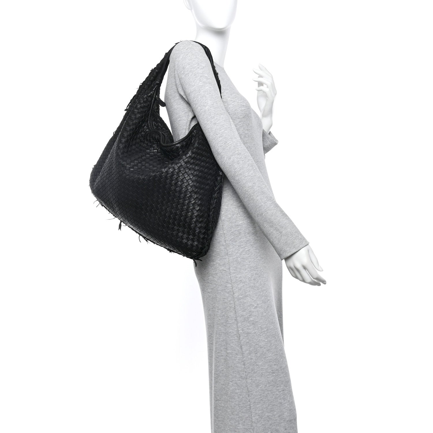 Bottega Veneta Nappa Intrecciato Fuzzy Maxi Veneta Hobo Black 2 of 14