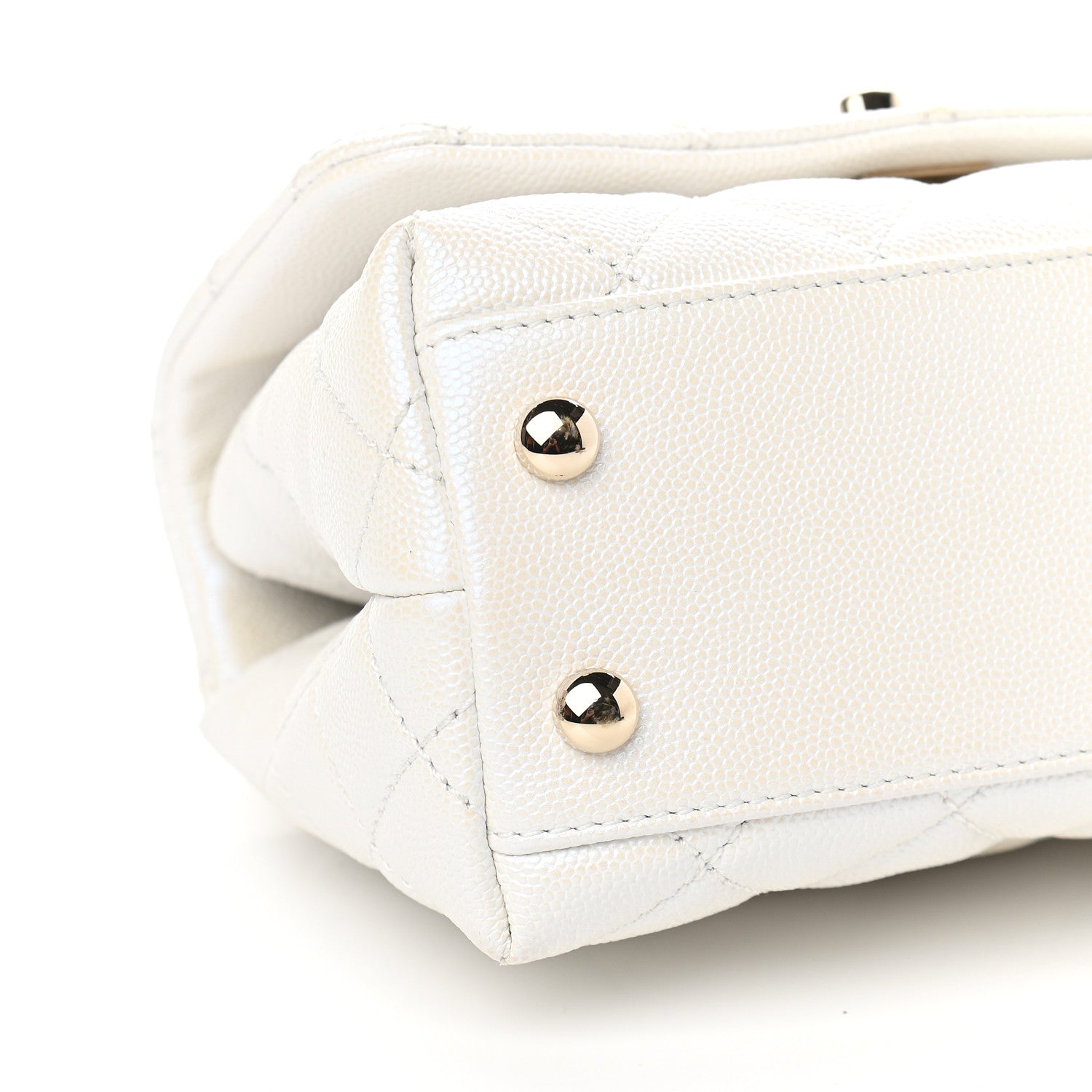 Chanel Iridescent Caviar Quilted Extra Mini Coco Handle Flap White 8 of 10