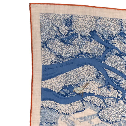 Hermes Cashmere Silk Retour a la Nature 140 Bleu Jean Rose Vert 3 of 4