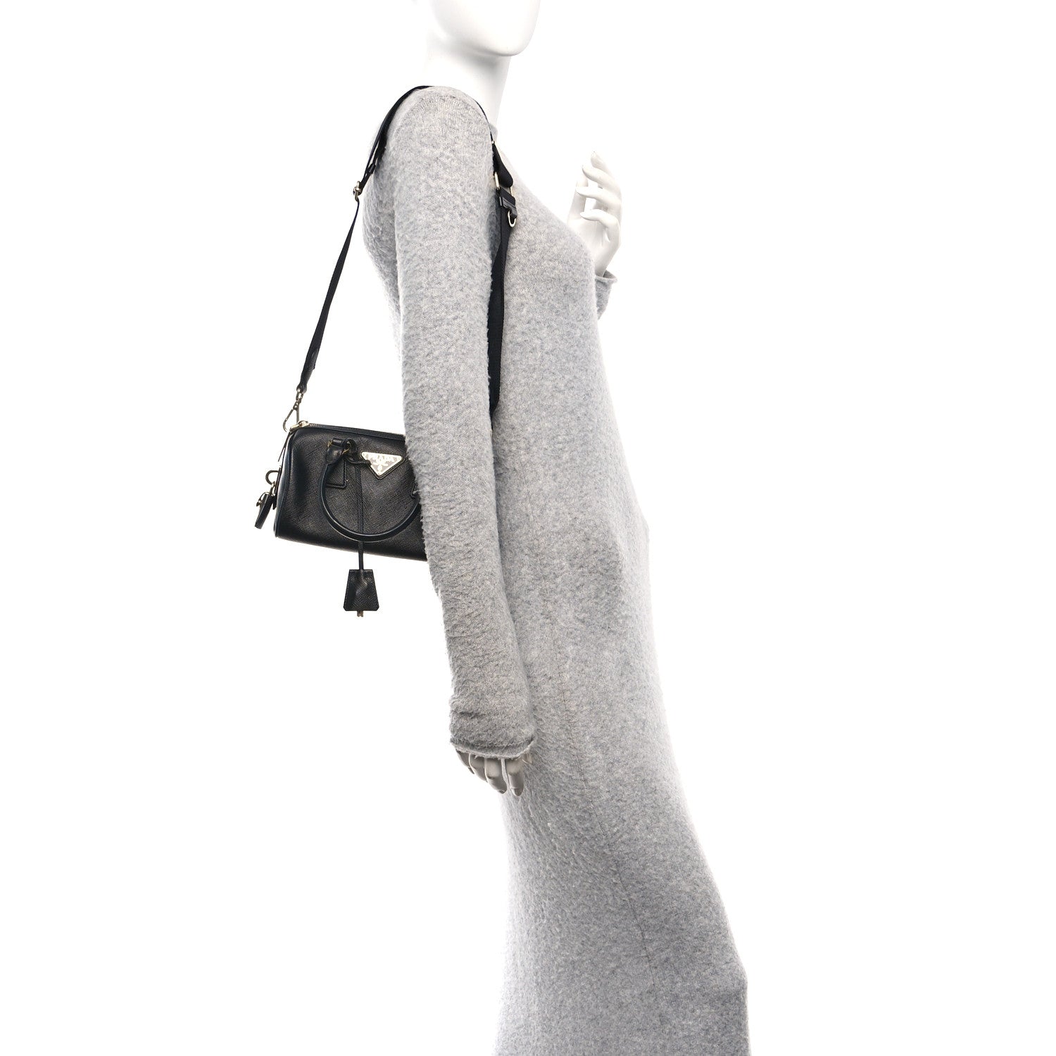 Prada Saffiano Lux Mini Boston Crossbody Bag Black 1835566