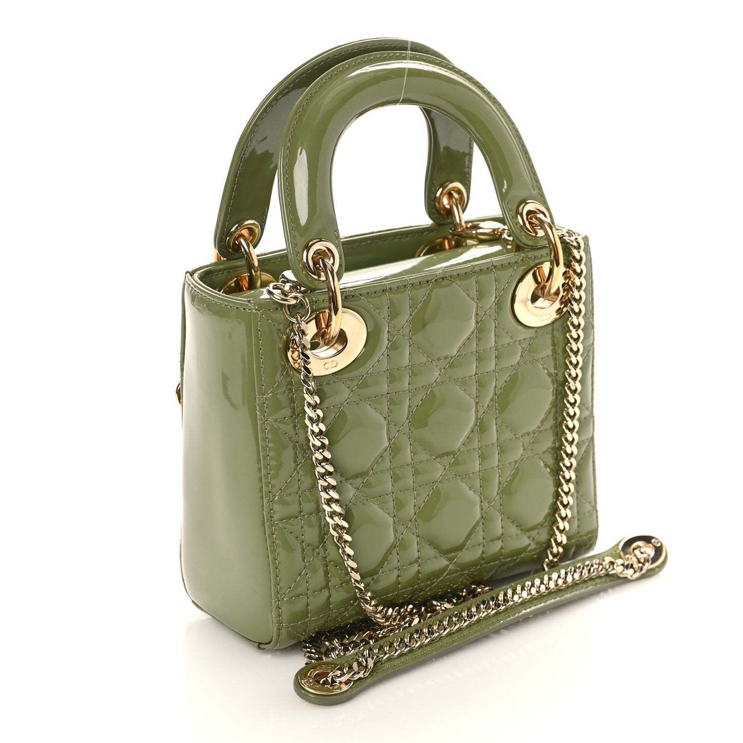 Patent Cannage Mini Lady Dior Dusty Jade