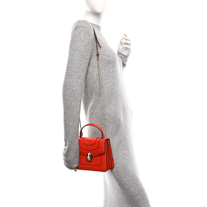 Bulgari Calfskin Serpenti Forever Top Handle Red 2 of 13