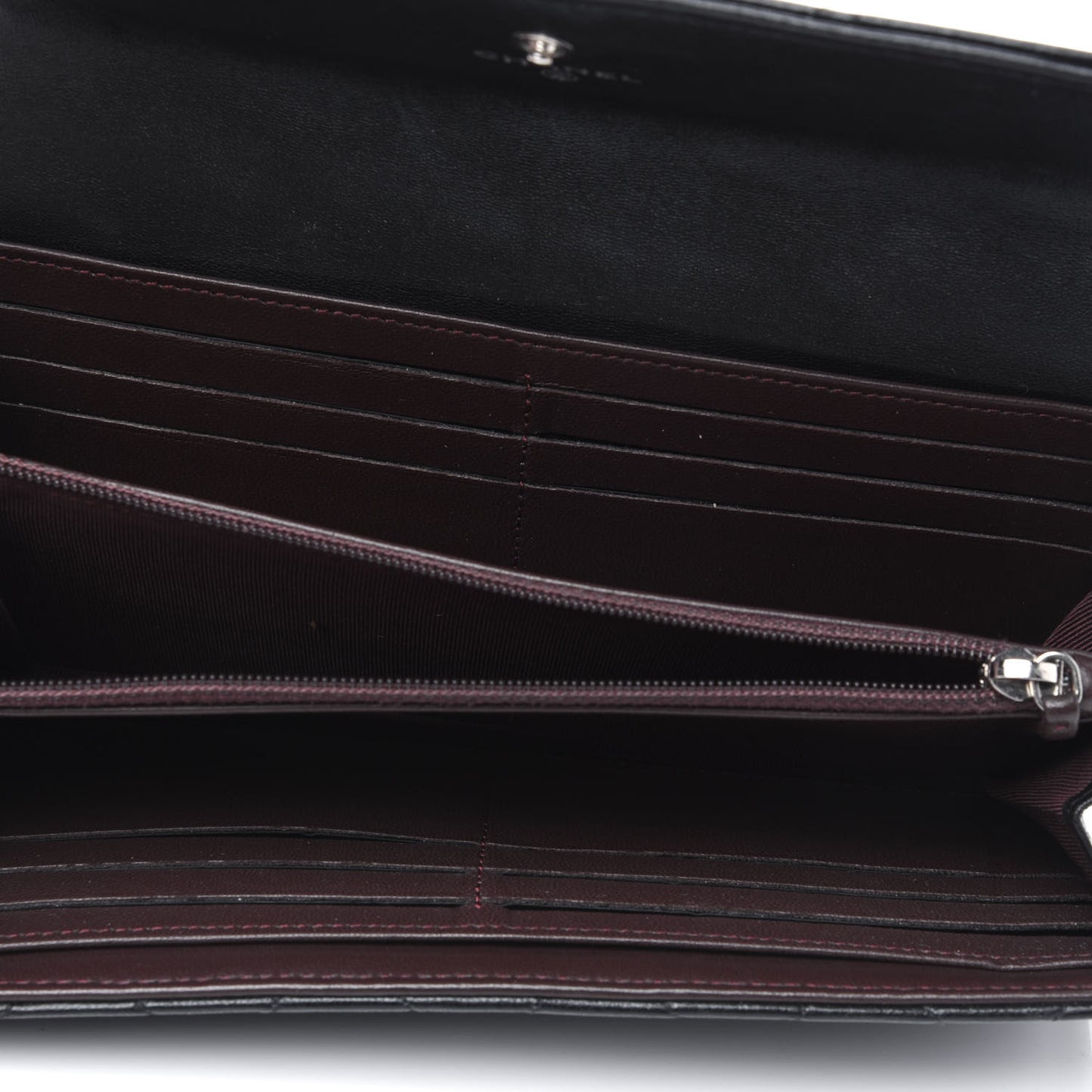 Lambskin Quilted Long Flap Wallet Black