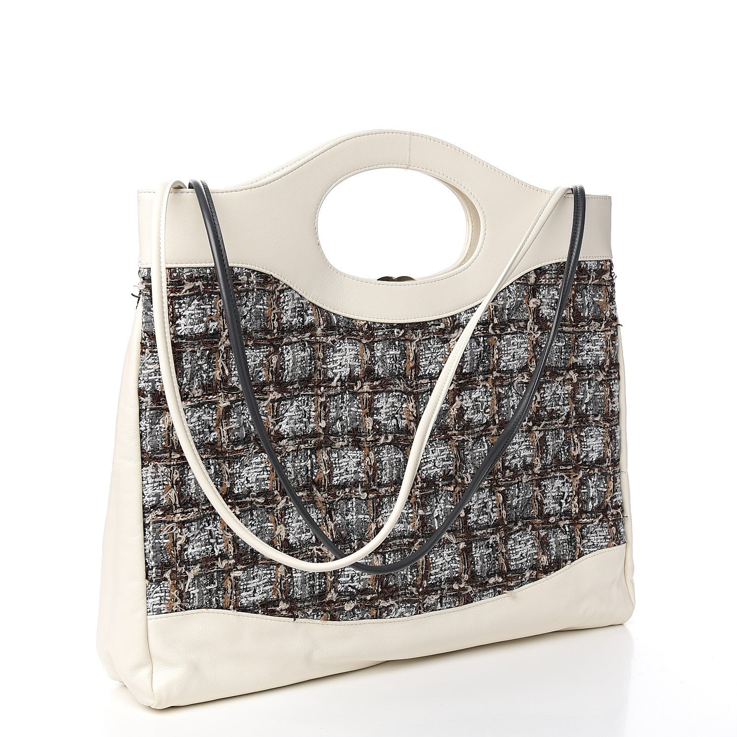 Chanel Tweed Calfskin Quilted Large 31 Shopping Bag White Multicolor 2 of 9
