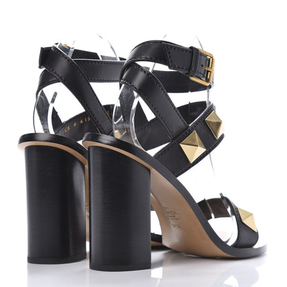 Valentino Garavani Calfskin Macro Rockstud Ankle Strap 100mm Sandals 38.5 Black 4 of 10