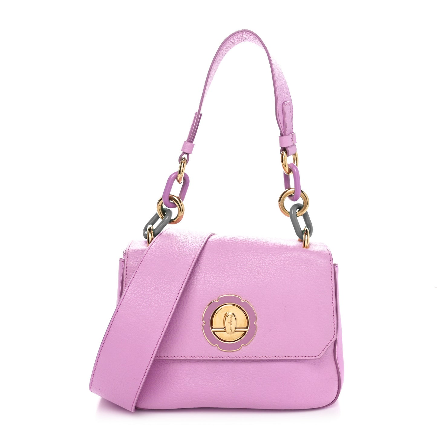 Calfskin Flower Flap Bag Pink