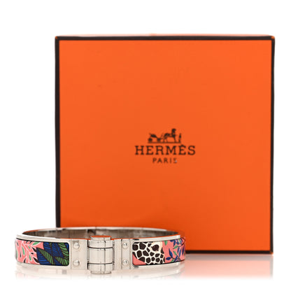 Hermes Enamel Printed Narrow The Three Graces Hinged Bracelet M Pink Delirium 5 of 5