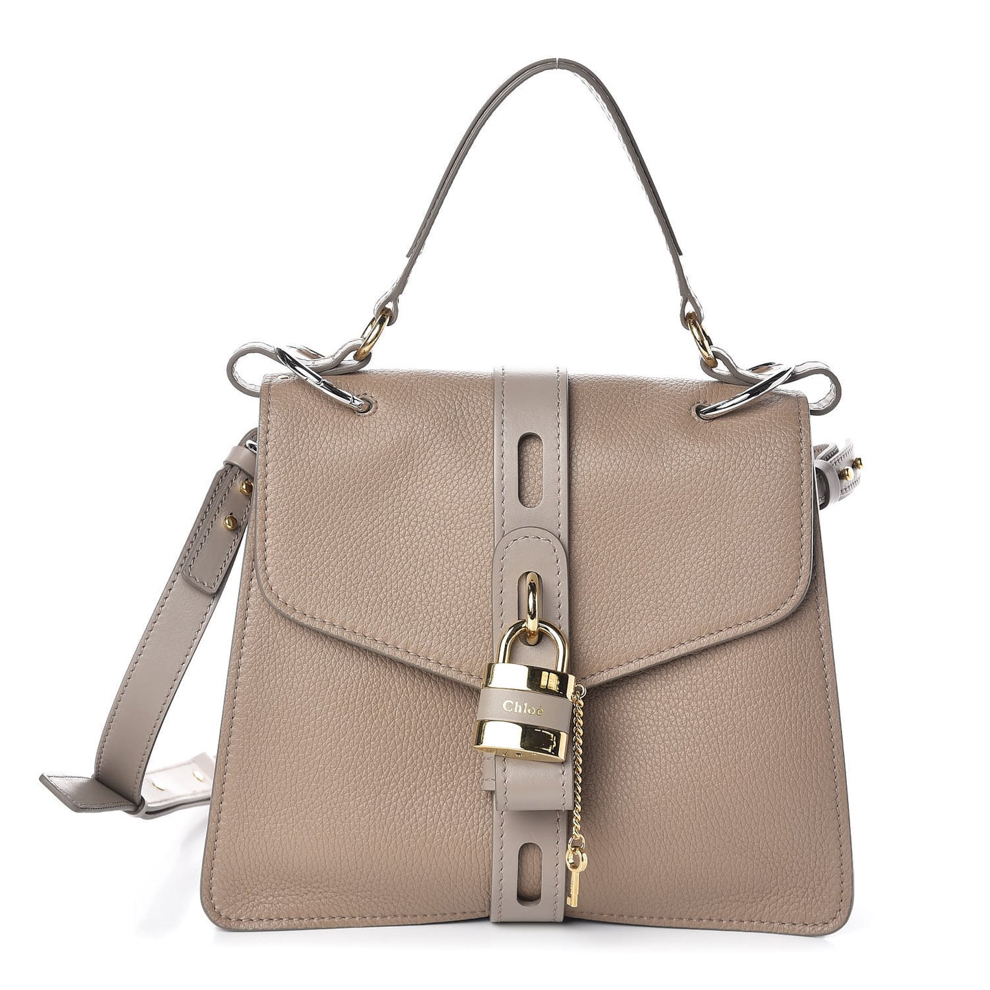 Shiny Grained Calfskin Medium Aby Day Shoulder Bag Motty Grey