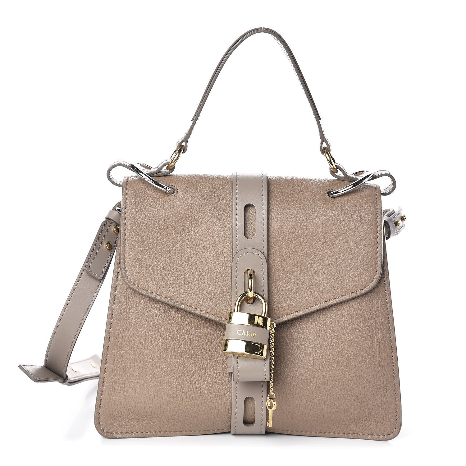Chloe Shiny Grained Calfskin Medium Aby Day Shoulder Bag Motty Grey 1 of 15