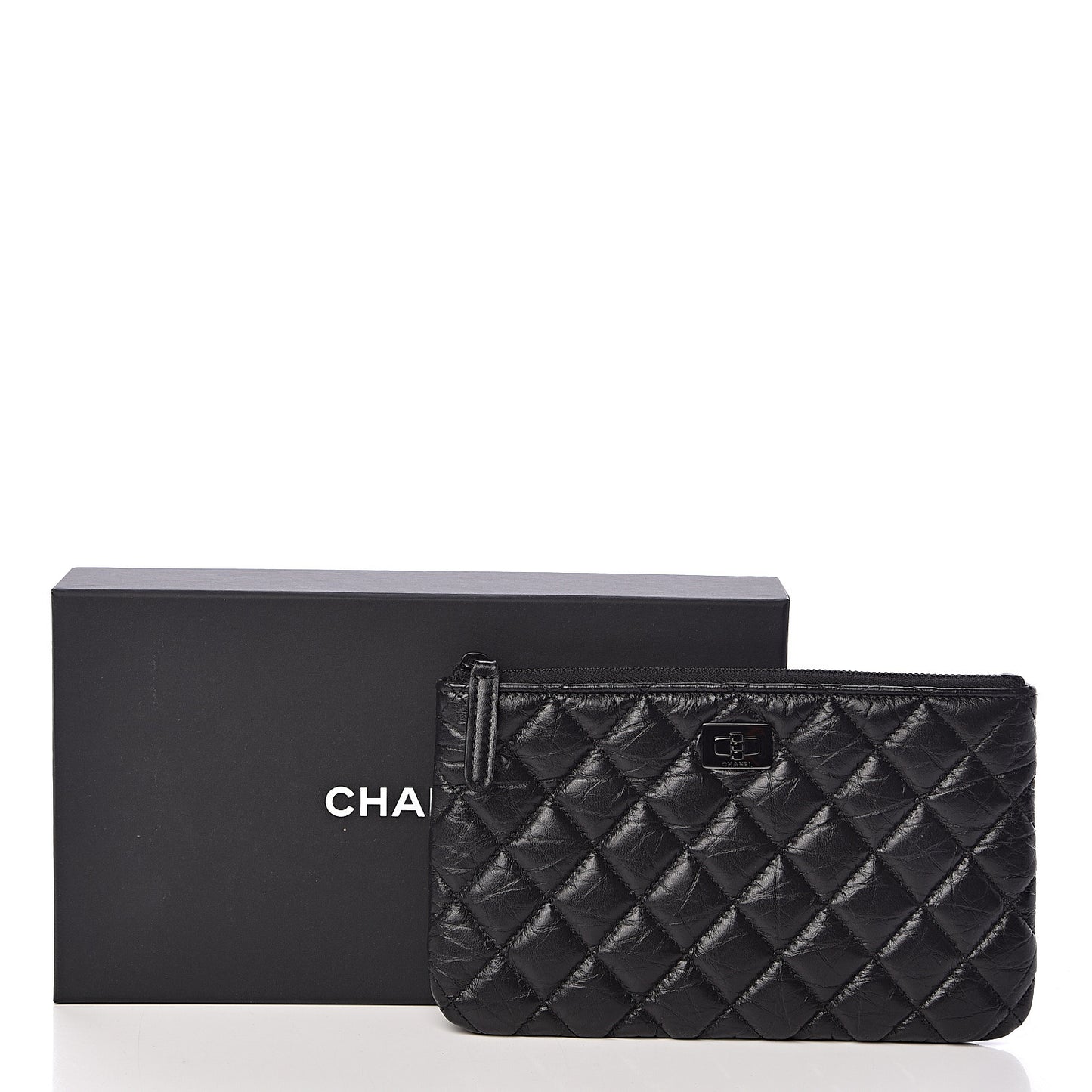 Aged Calfskin Quilted Medium Reissue Cosmetic Case So Black