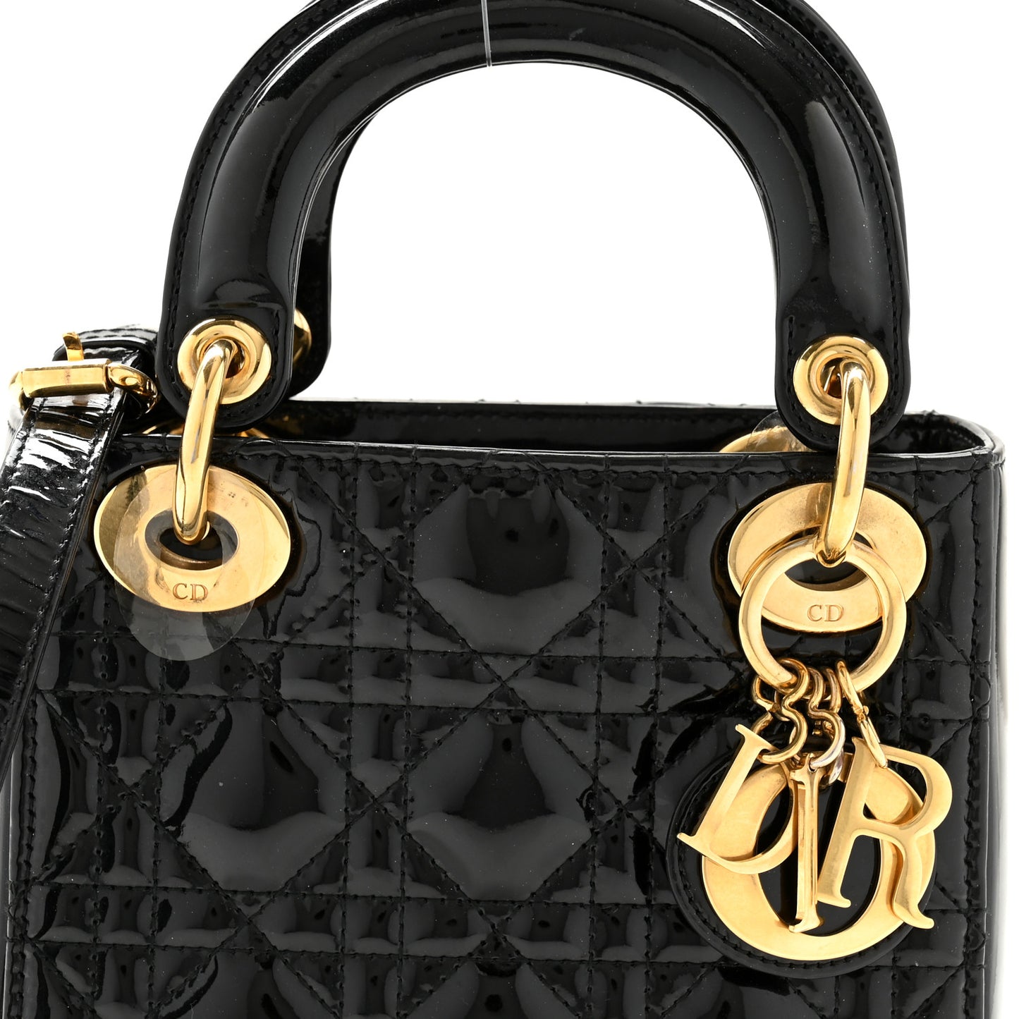 Patent Cannage Mini Lady Dior Black