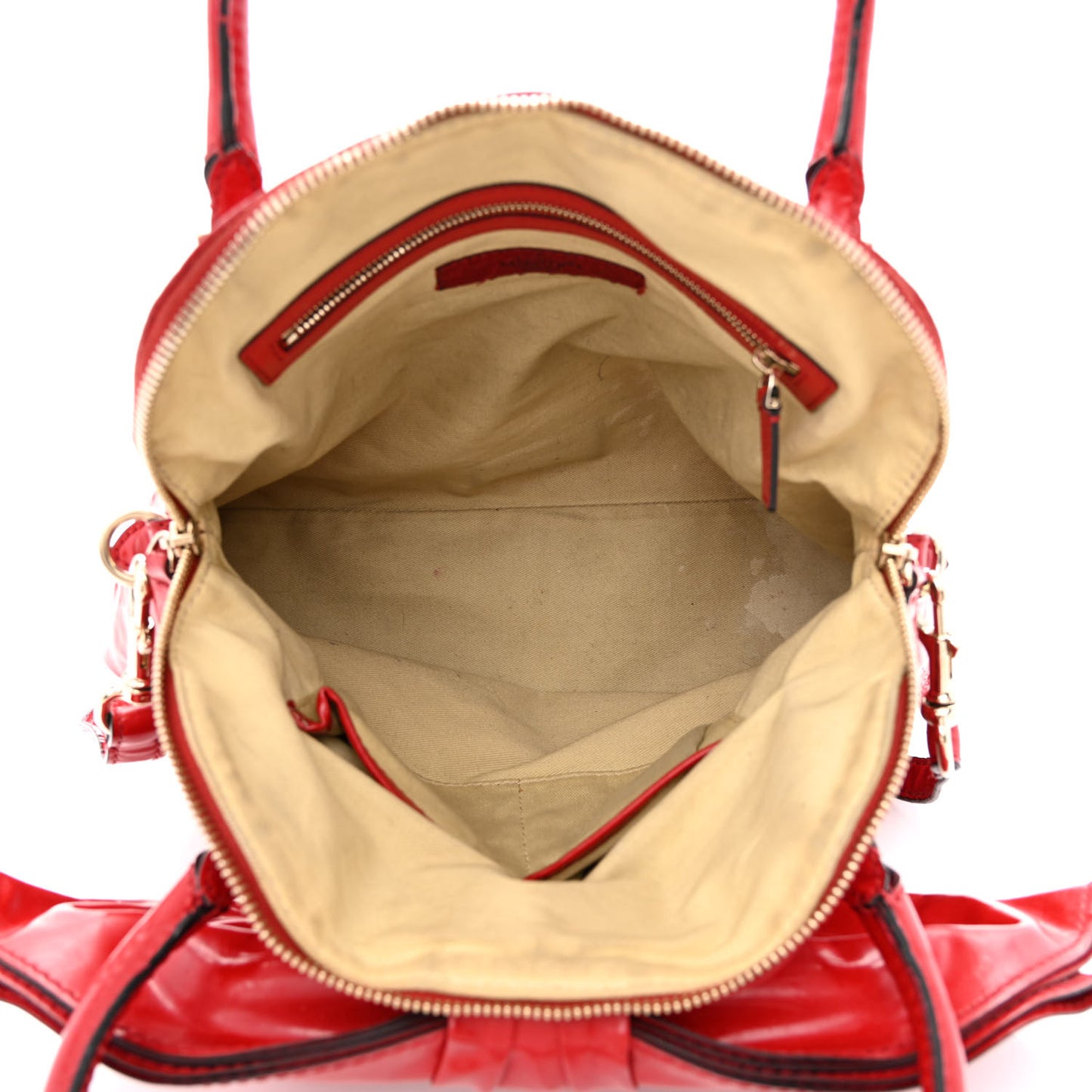 Patent Lacca Bow Dome Tote Red