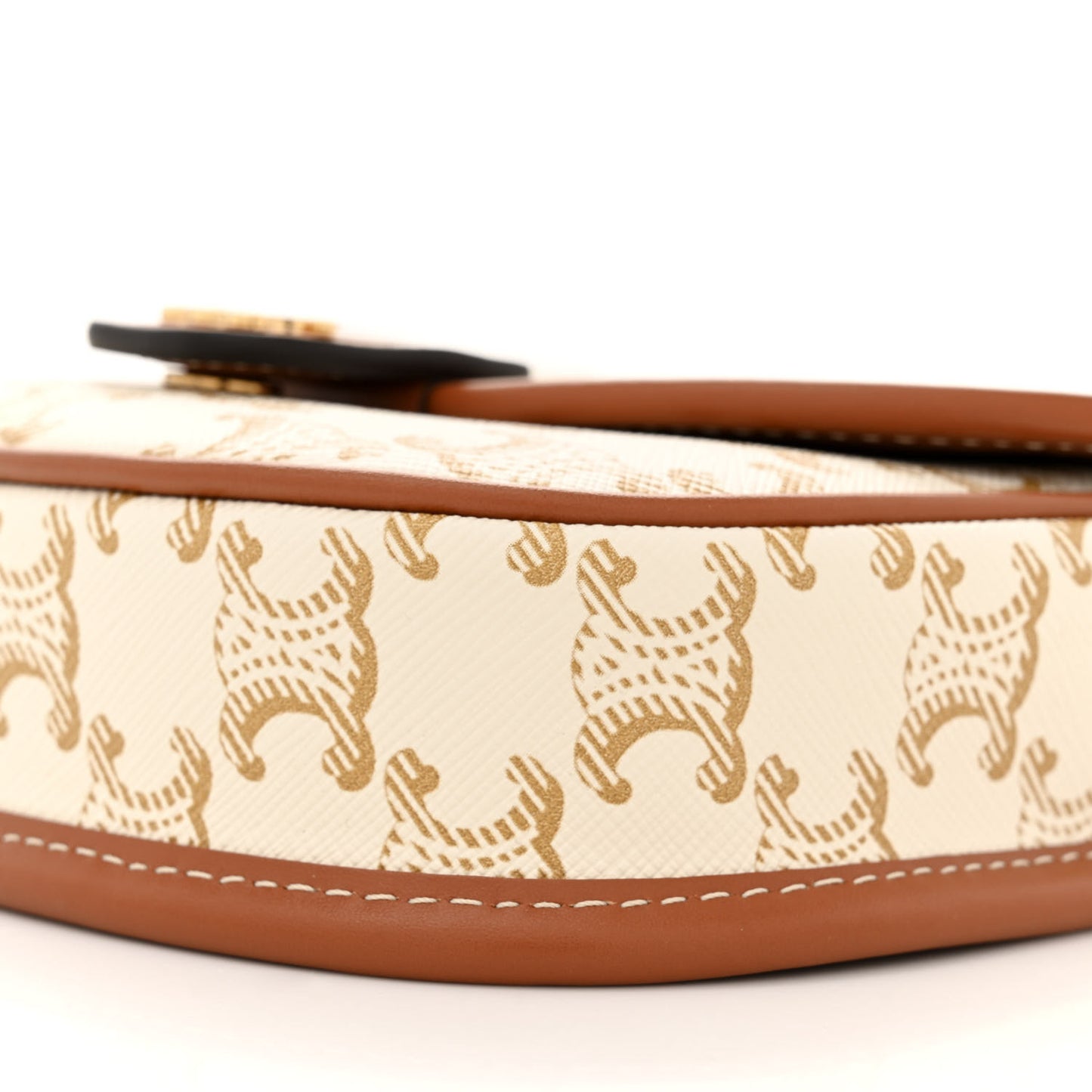 Triomphe Canvas Calfskin Mini Besace Bag White