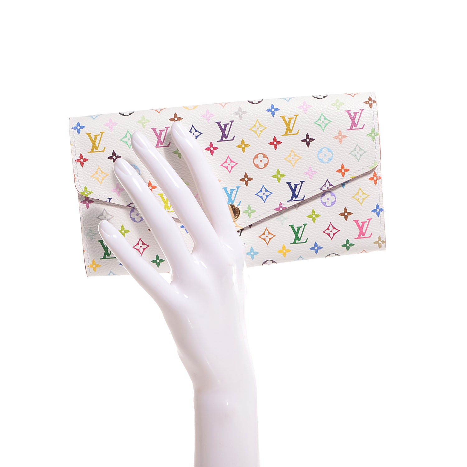 Louis Vuitton Monogram Multicolor Sarah Wallet NM White Litchi 2 of 8