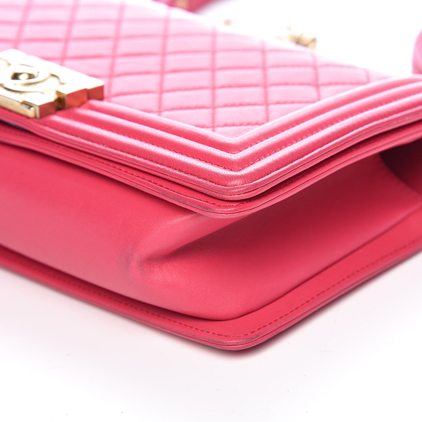 Lambskin Quilted Medium Boy Flap Dark Pink