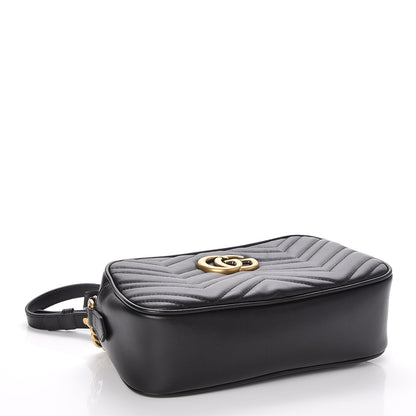 Gucci Calfskin Matelasse Small GG Marmont Chain Shoulder Bag Black 4 of 7